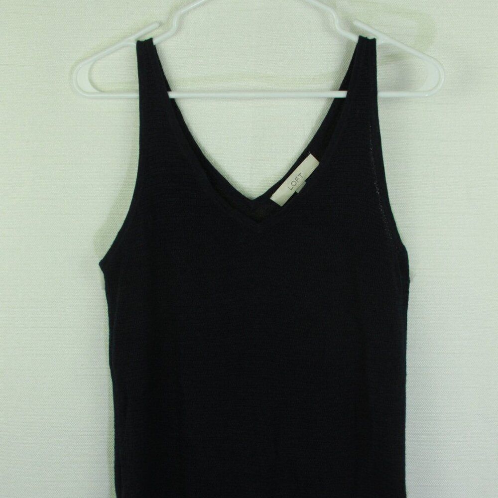 Loft Knit Top  Dark Navy Blue Sleeveless V-Neck  Knit Small